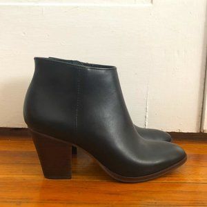 J Crew Black Leather Ankle Boot Booties Womens 6.5